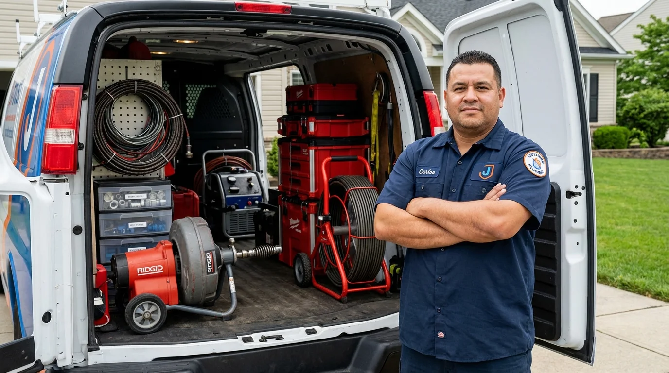 Professional drain cleaning equipment and Johns Plumbing LLC plumber in Lambertville