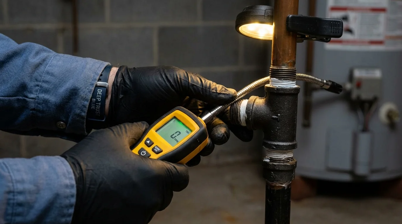 Gas leak detection with electronic sniffer by Johns Plumbing LLC in Lambertville